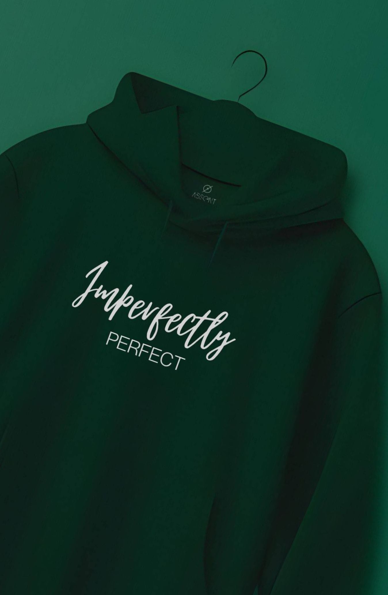 Imperfectly Perfect: Bottle Green Printed Classic Hoodie