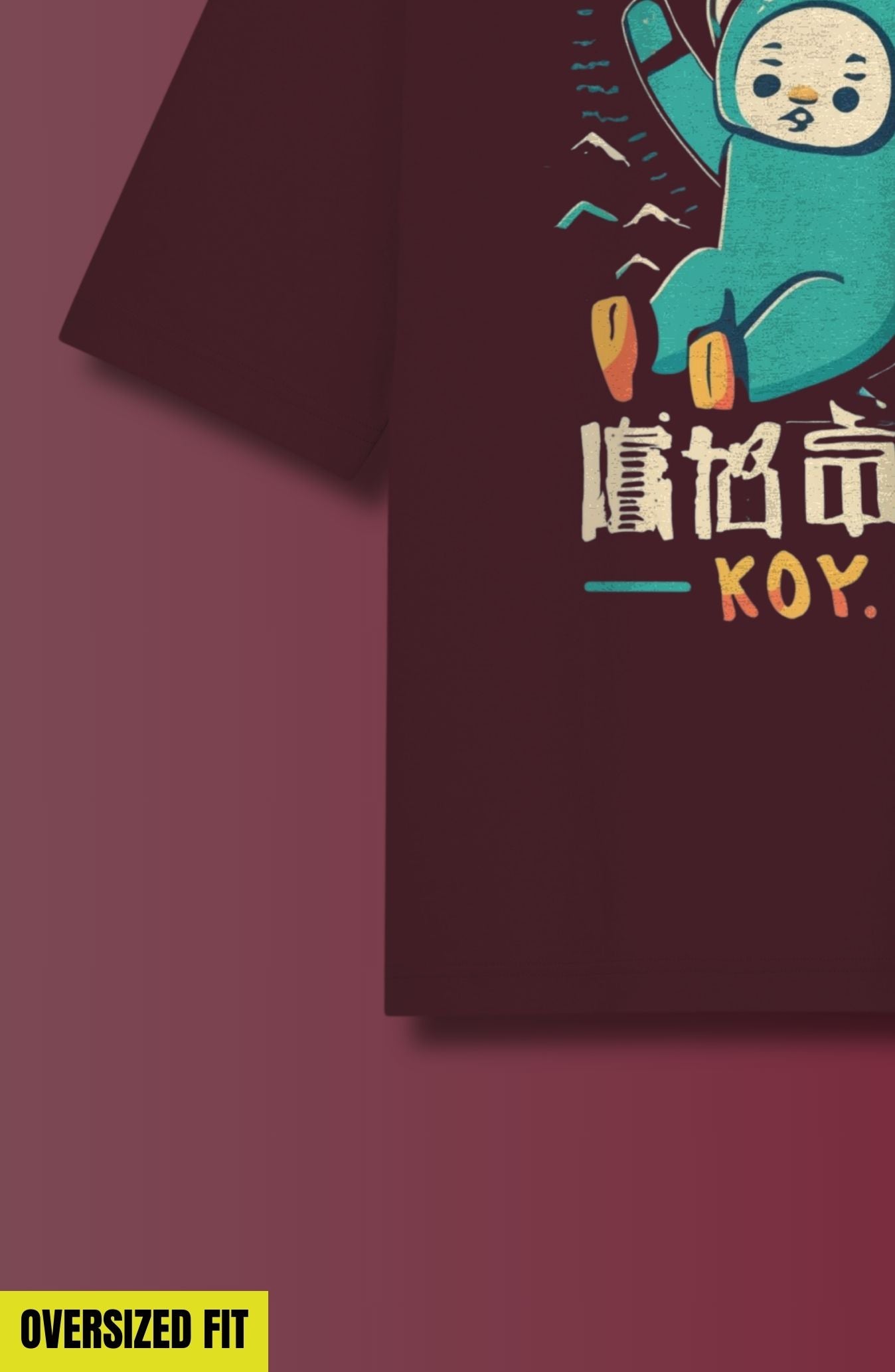 Got Fek : Maroon Printed Oversized T-Shirt