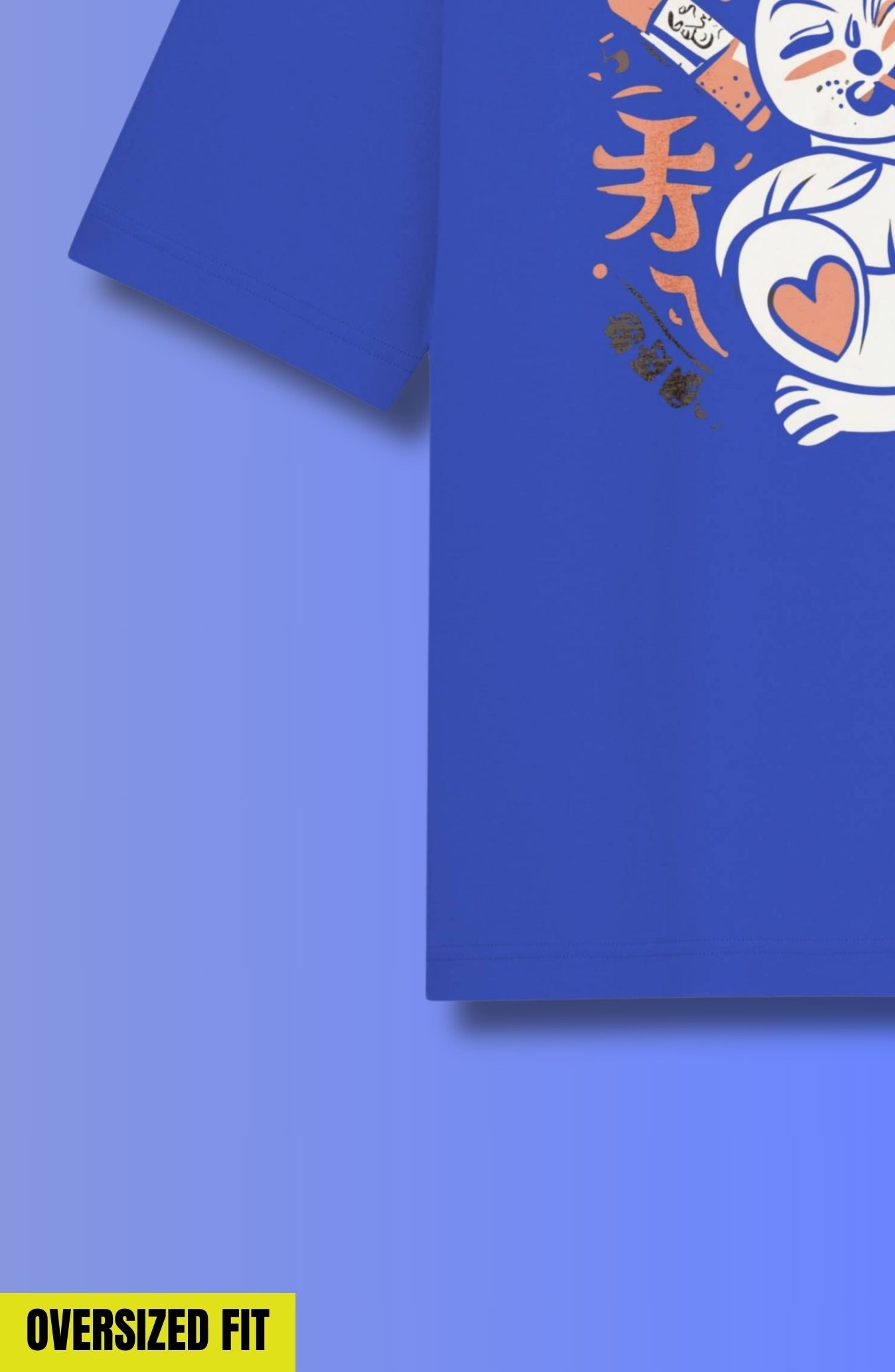 Shiruka : Royal Blue Printed Oversized T-Shirt