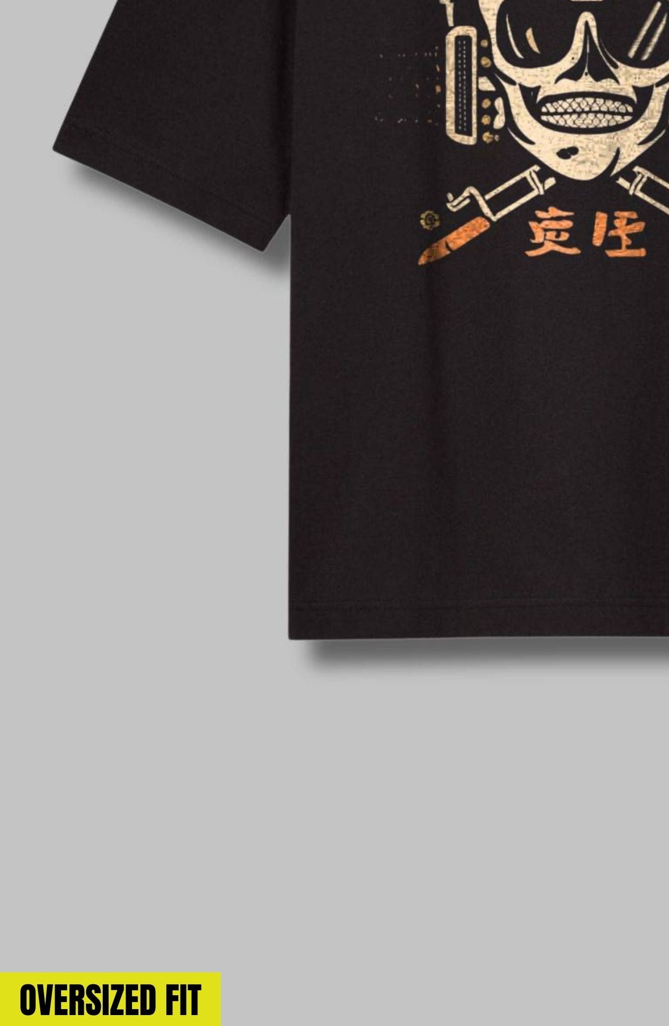 Skelton Head : Black Printed Oversized T-Shirt