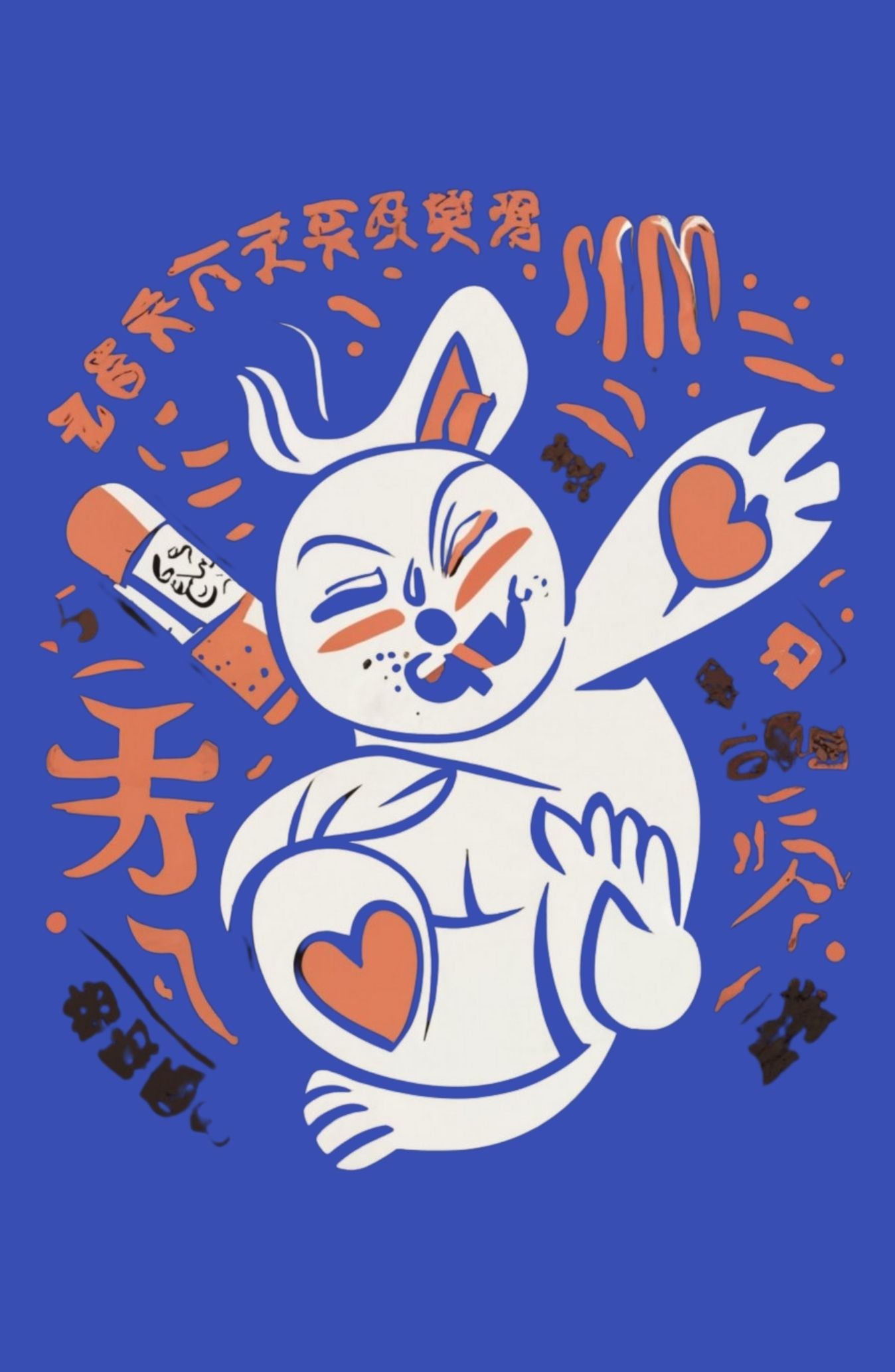 Shiruka : Royal Blue Printed Oversized T-Shirt