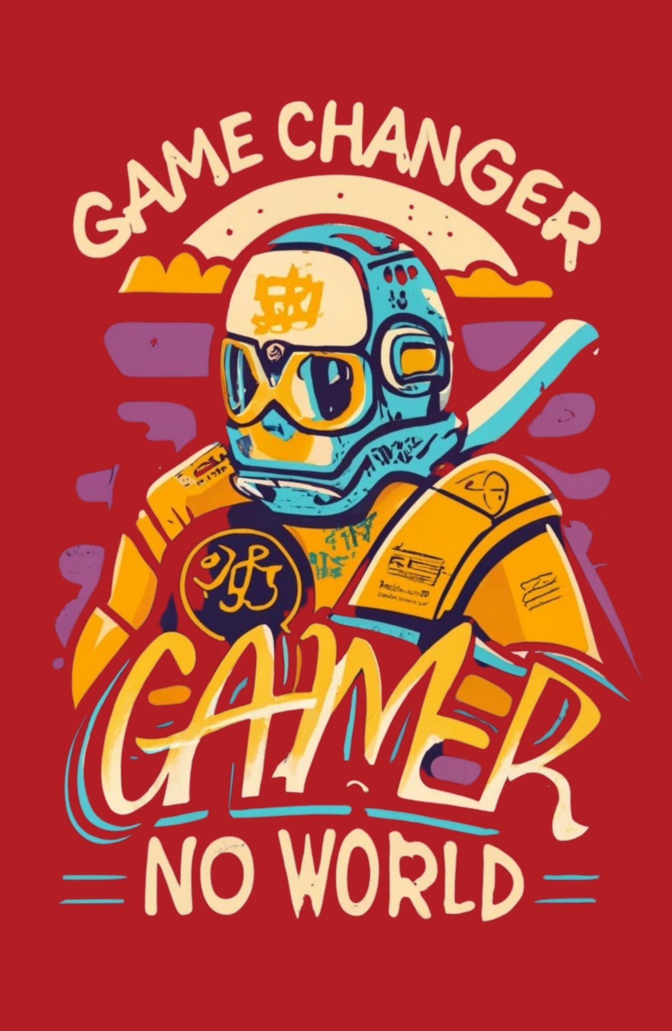 Gamer No World : Red Printed Oversized T-Shirt