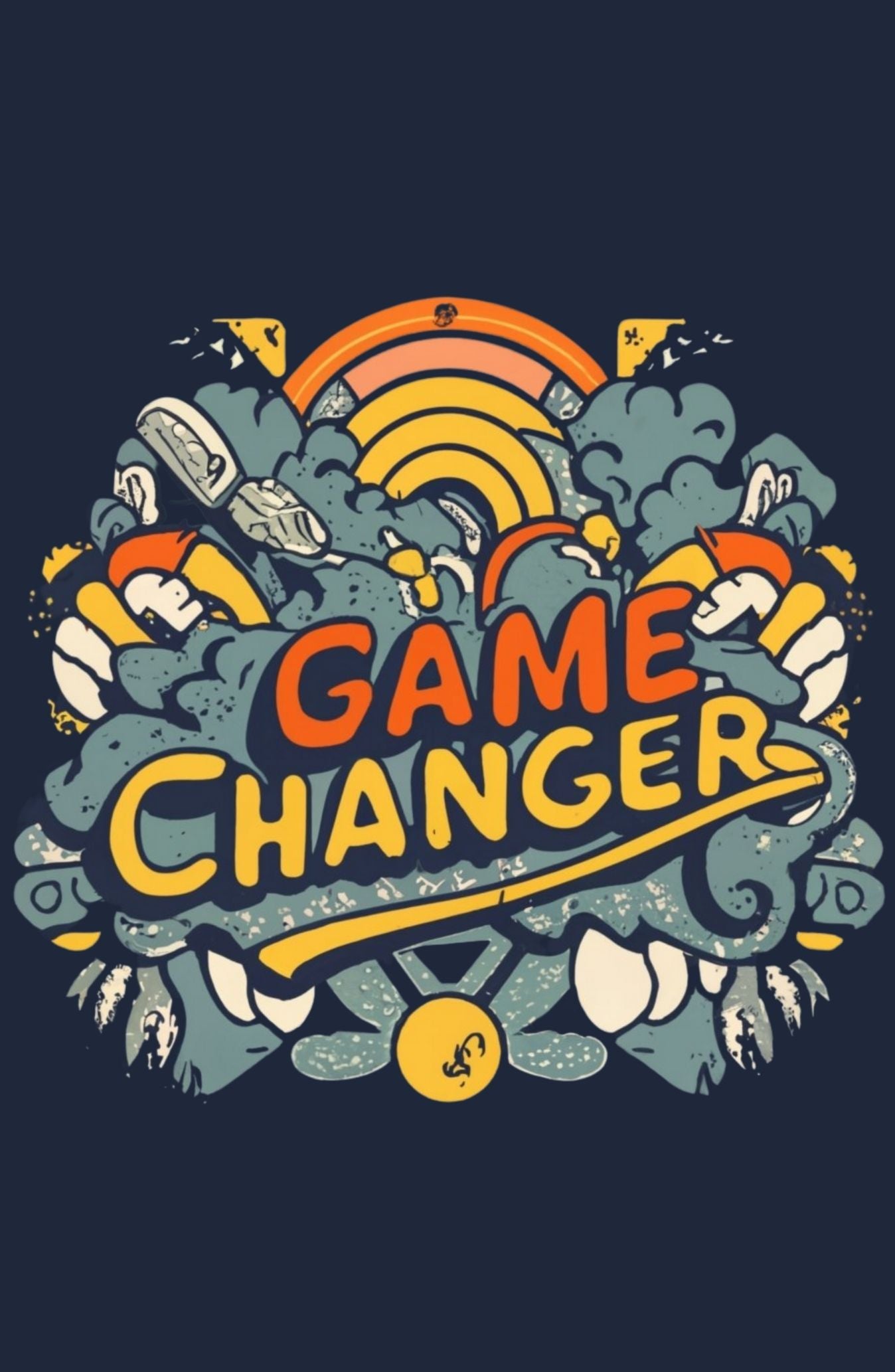 Game Changer Navy Blue Printed Oversized T-Shirt