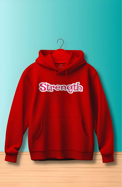 Strength Red Printed Classic Hoodie