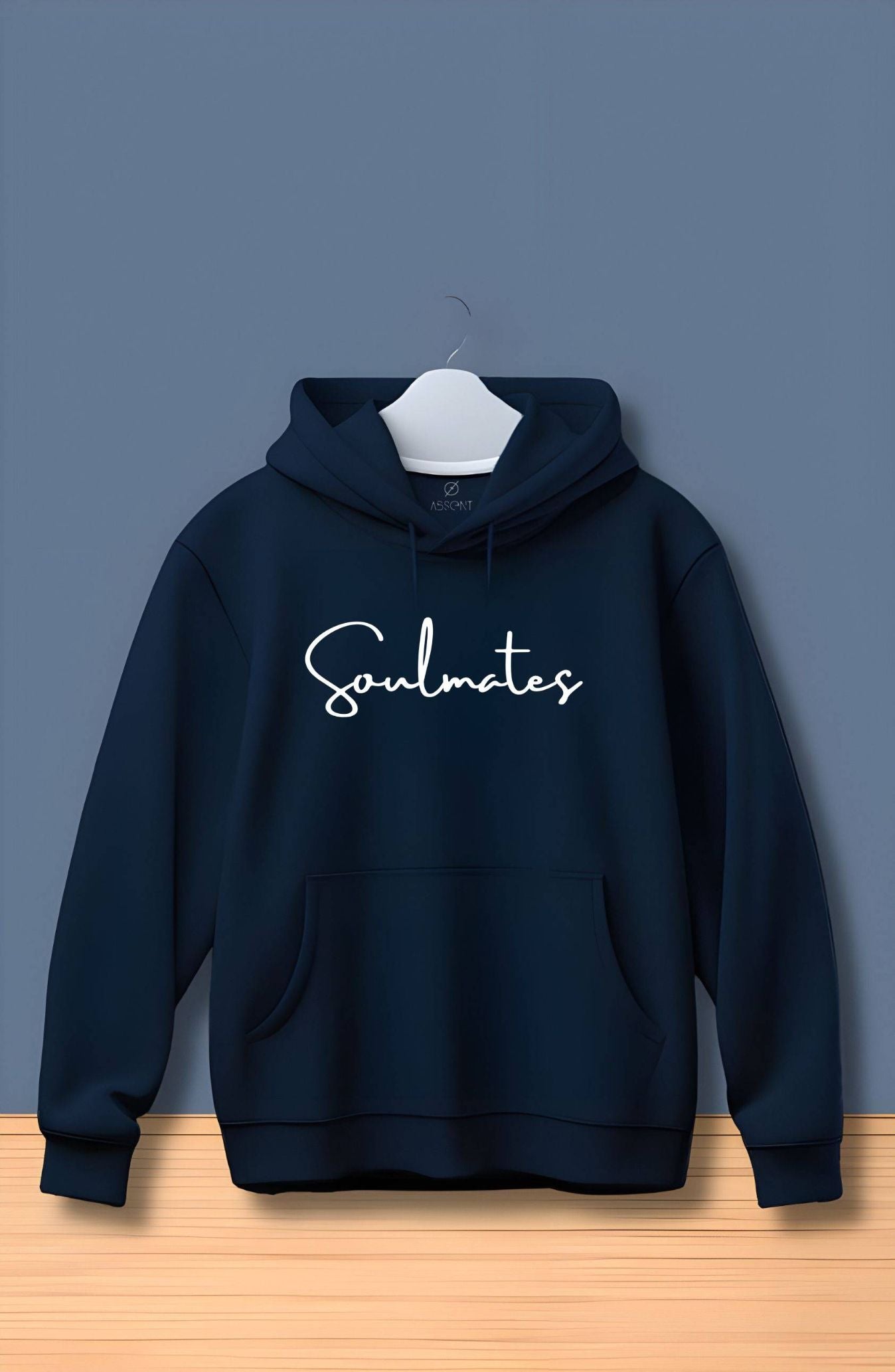 Soulmates Navy Blue Printed Classic Hoodie