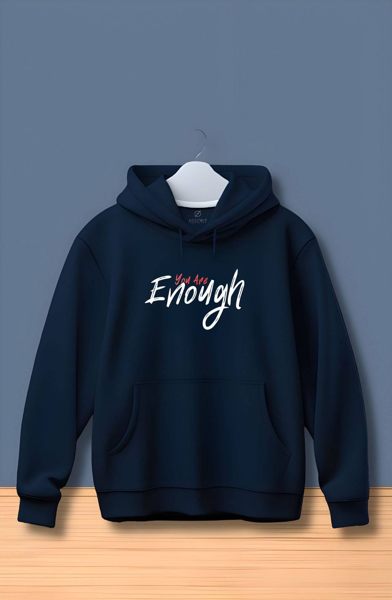 You Are Enough Navy Blue Printed Classic Hoodie