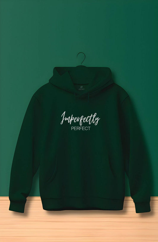 Imperfectly Perfect: Bottle Green Printed Classic Hoodie