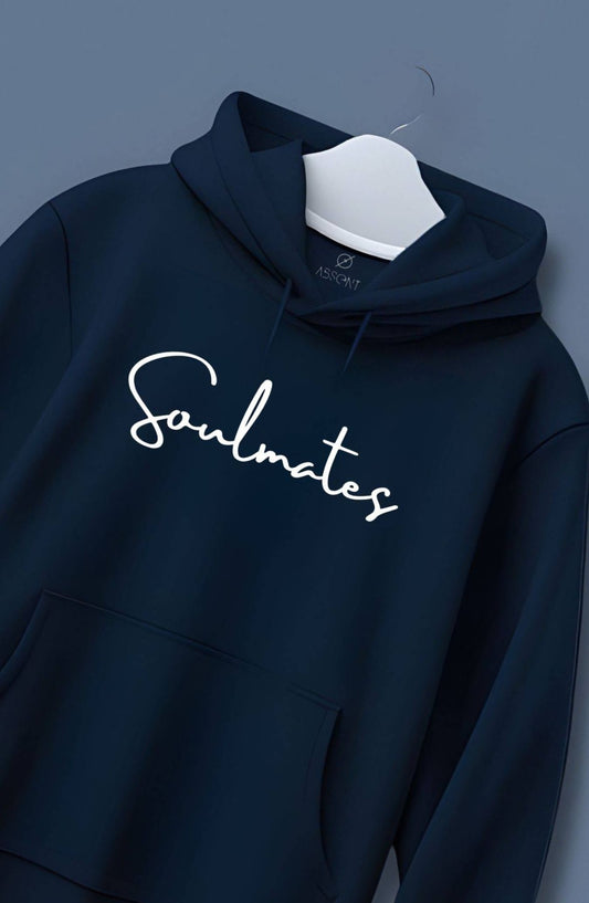 Soulmates Navy Blue Printed Classic Hoodie