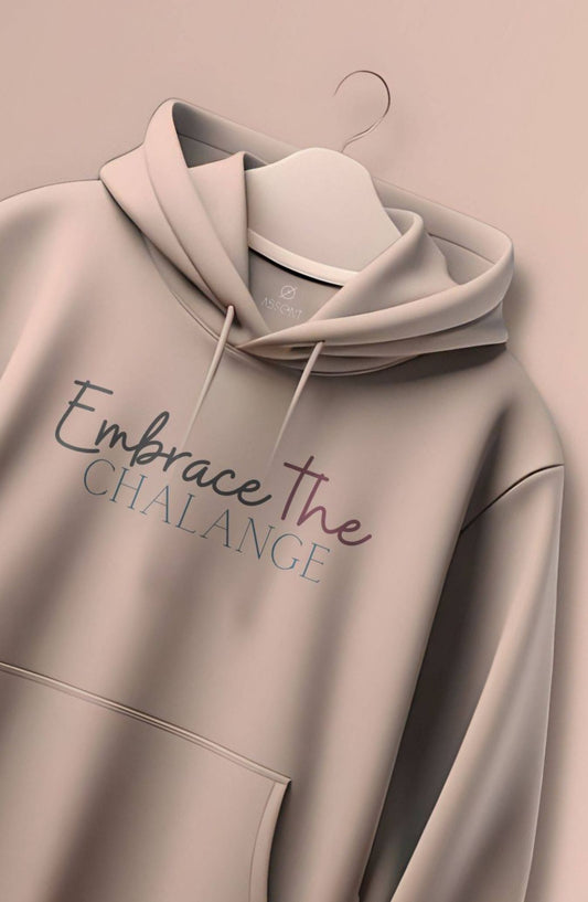 Embrace The Challenge : Light Pink Printed Classic Hoodie
