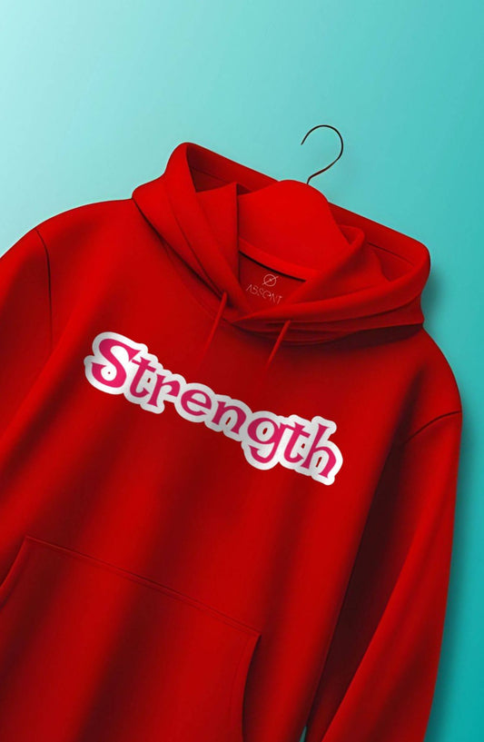 Strength Red Printed Classic Hoodie