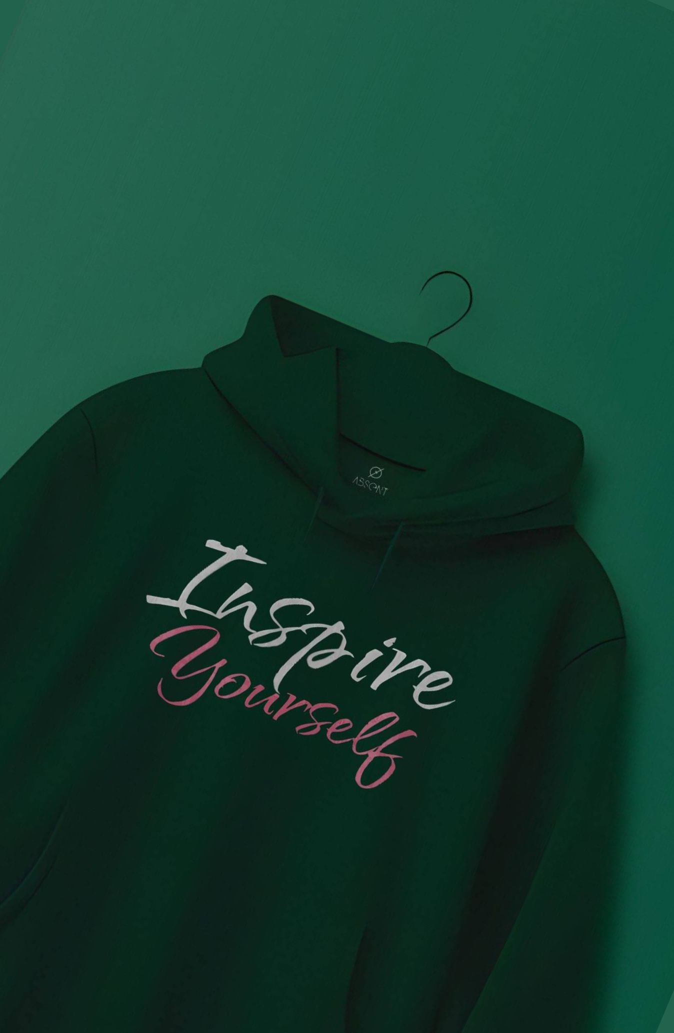 Inspire Yourself : Bottle Green Printed Classic Hoodie