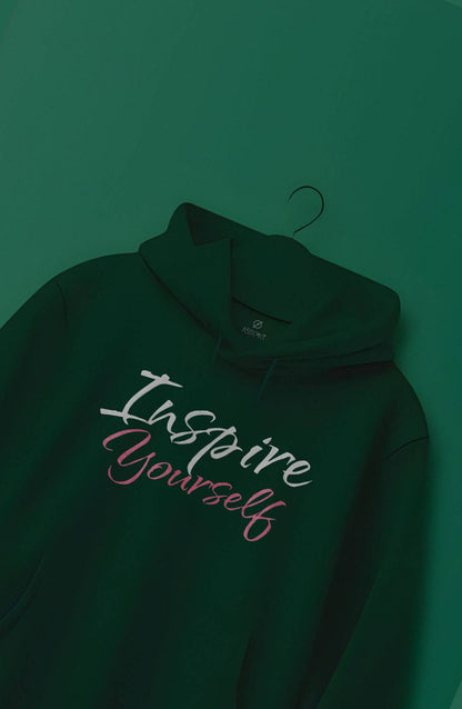 Inspire Yourself : Bottle Green Printed Classic Hoodie