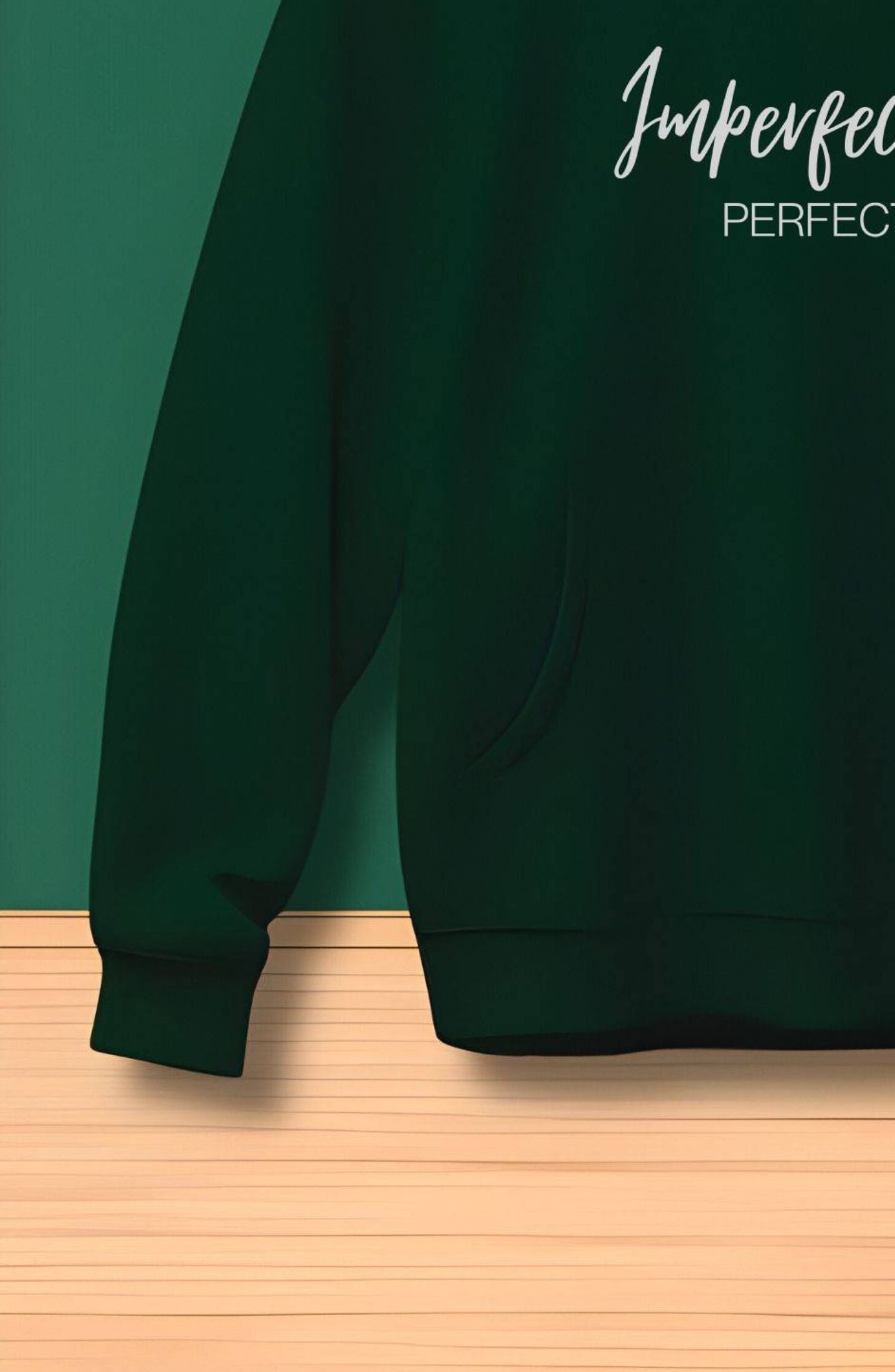 Imperfectly Perfect: Bottle Green Printed Classic Hoodie