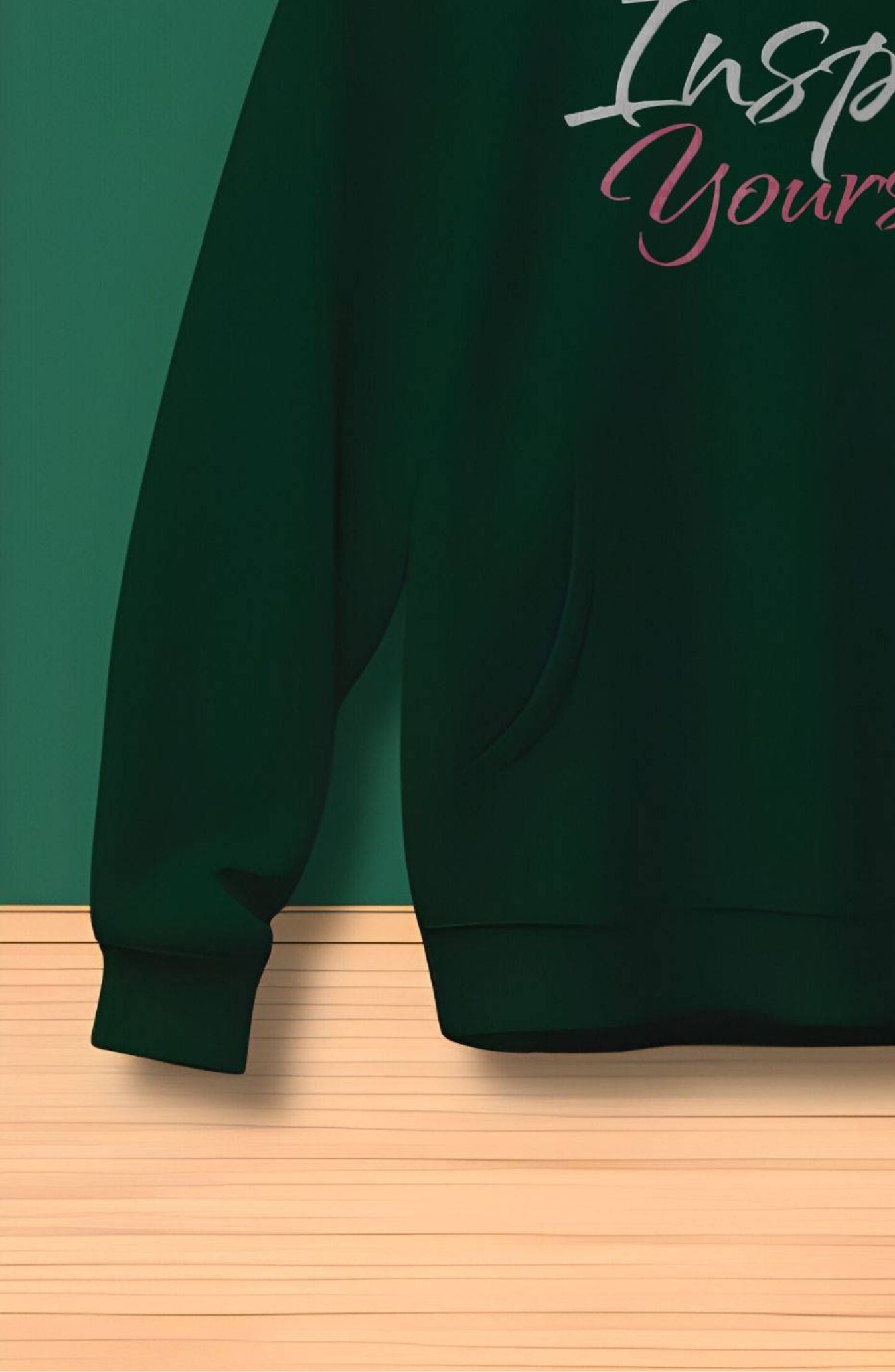 Inspire Yourself : Bottle Green Printed Classic Hoodie