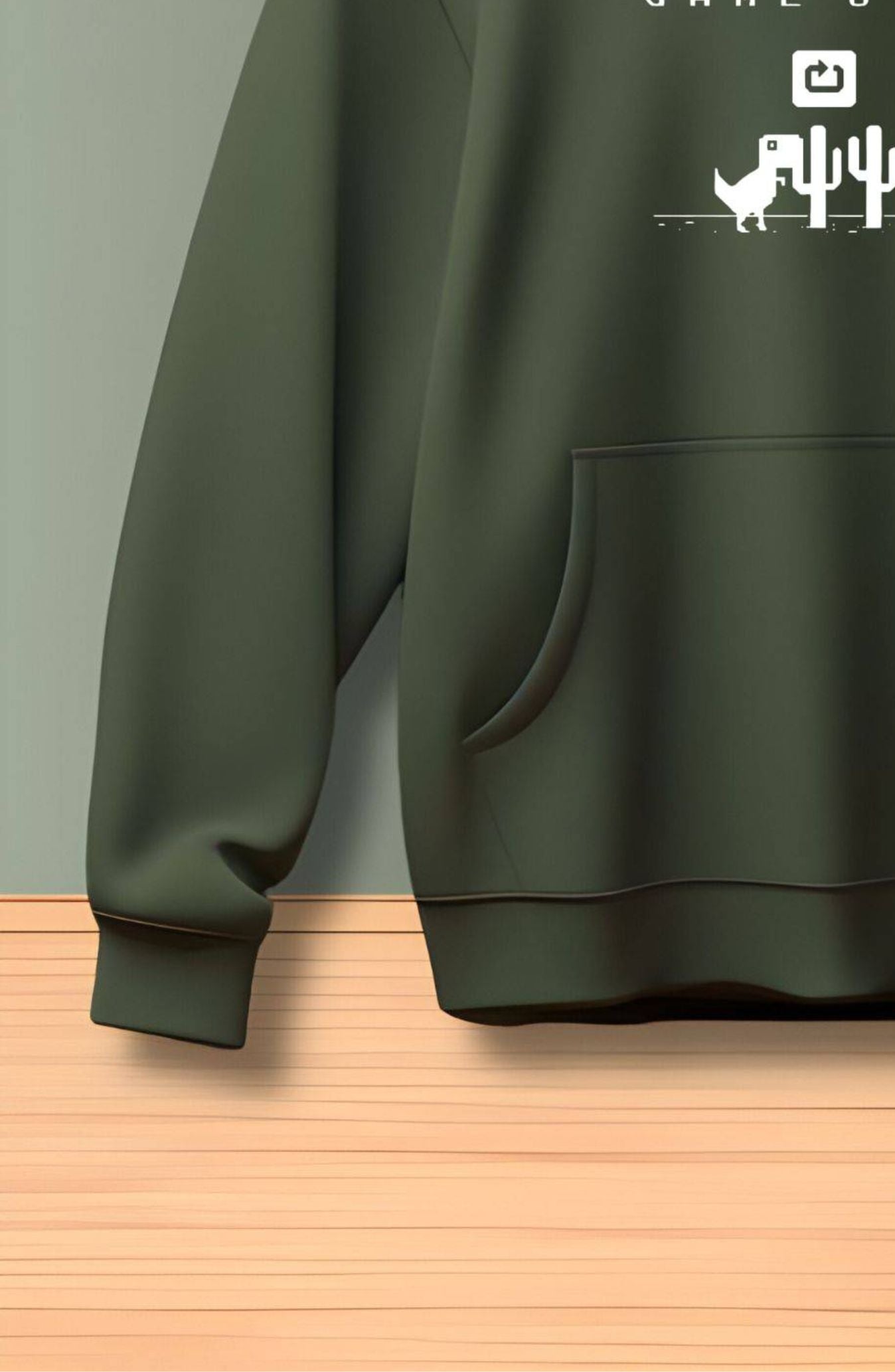 Game Over Olive Green Printed Classic Hoodie