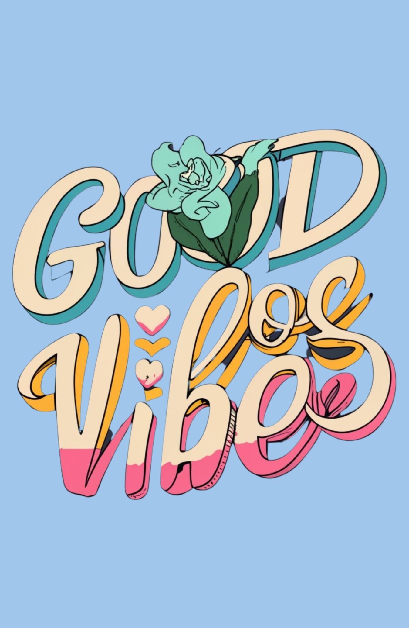 Good Vibes Powder Blue Printed Classic Hoodie