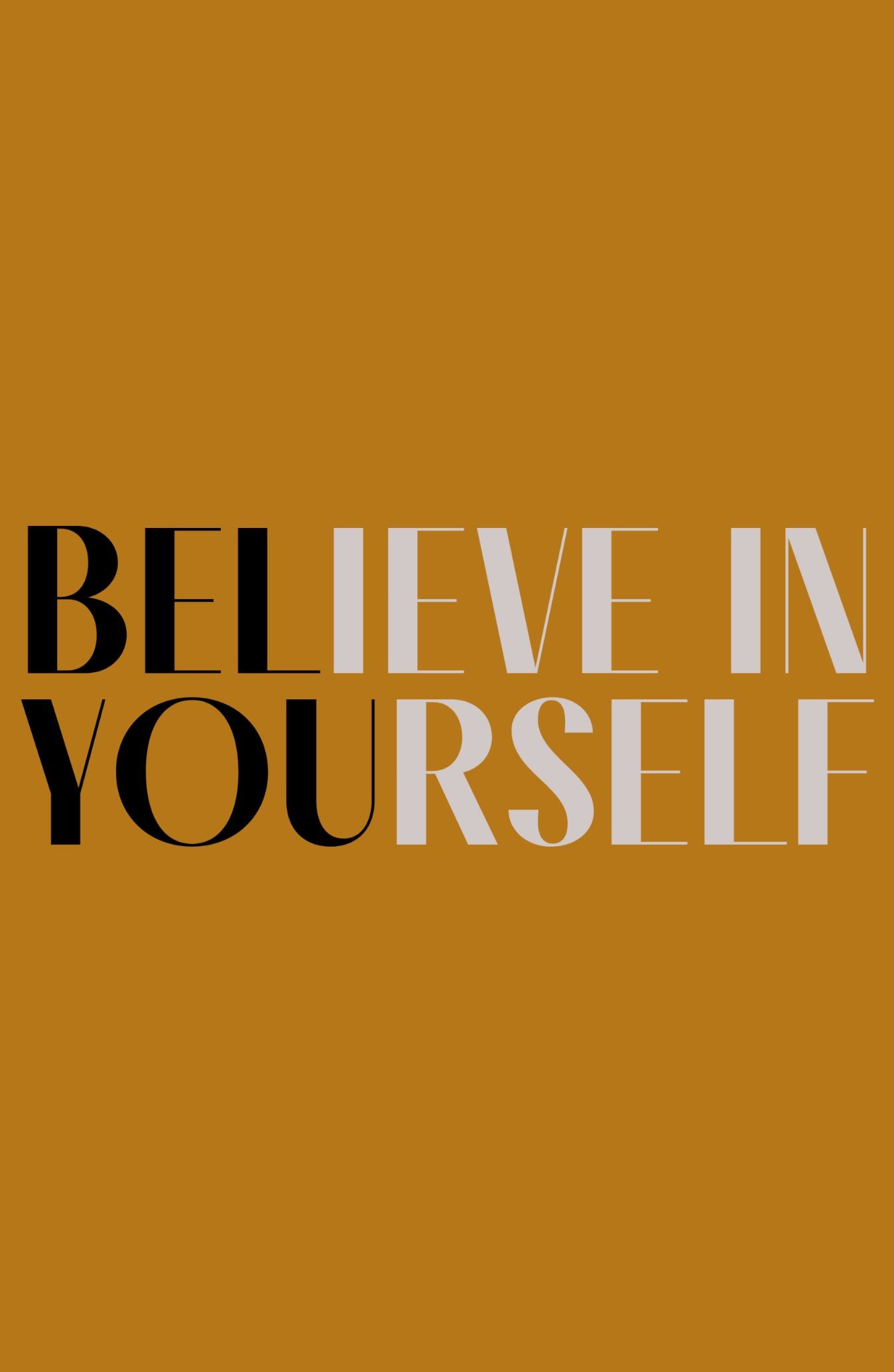 Believe In Yourself: Mustard Yellow Printed Classic Hoodie
